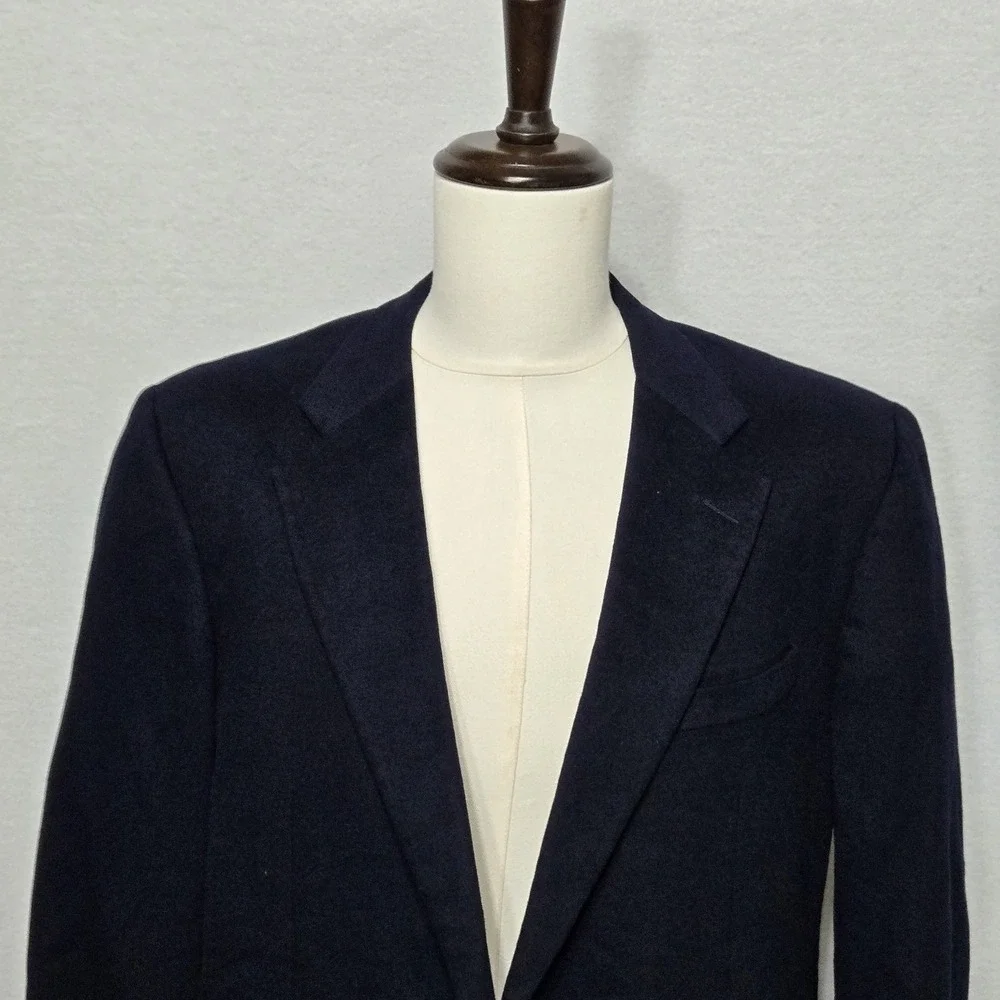 Vintage Hickey Freeman Blazer Mens 42 Navy Canterbury Collection Cashmere 80s‎